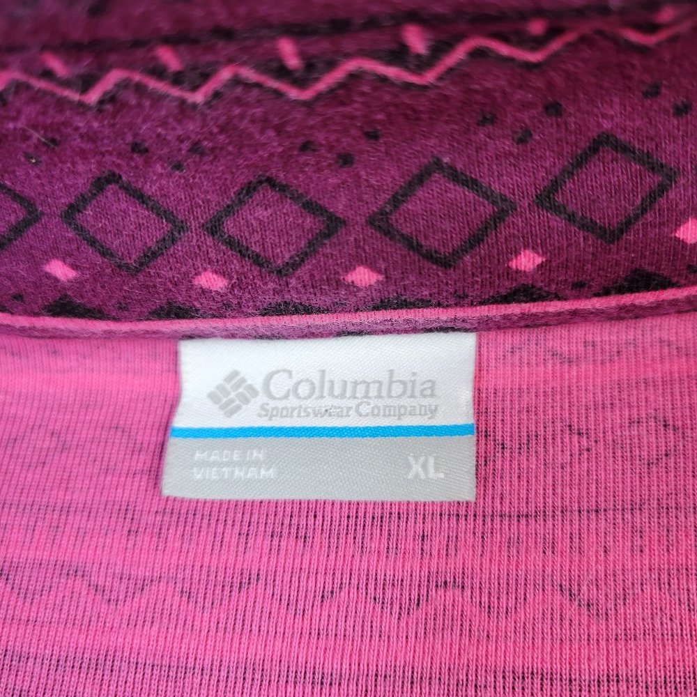 Columbia 1/4 Zip Pullover Women's Size XL Long Sleeve Stripe Design Purple Pink - Picture 6 of 12